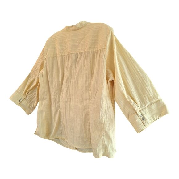 Vintage Faded Glory Stretch Shirt Pearl Snap Butter Yellow Cotton Blend 22W 24W - Picture 4 of 15